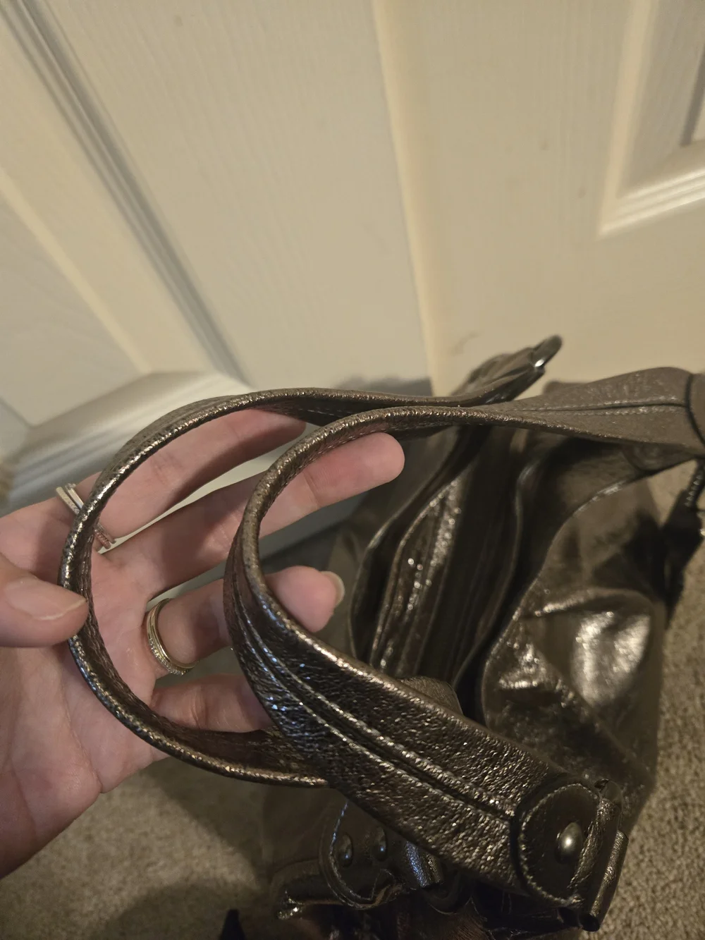 Coach Madison Crackled Metallic Leather Maggie Bag W/Original Tag & Dust Bag